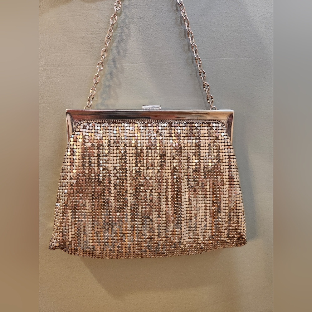 Vintage Whiting & Davis Gold Mesh Evening Bag ✨ Art Deco Clutch | USA Made - Picture 2 of 8